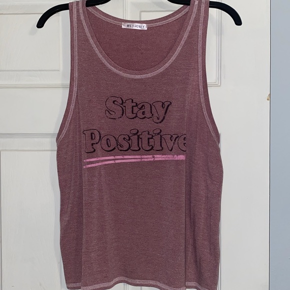 ❌DONATED❌Plum Purple Stay Positive Graphic Tank Top - Picture 4 of 8